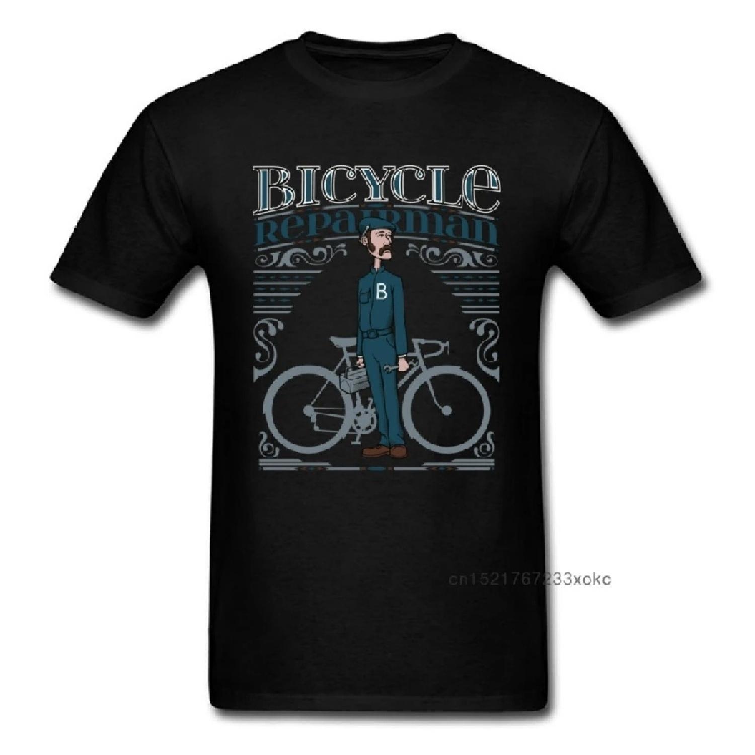 

Bicycle Repairman T Shirts Retro Tshirt Men Black T-shirt Letter Printed Clothes Biker Rider Tops Tees Cotton Clothes Plus Size S