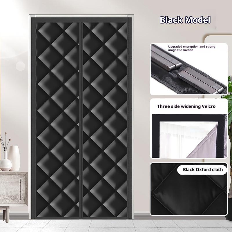 

1 шт. Утепленная дверная штора Энергоэффективная магнитная система направляющих Зима Автоматический закрывающий механизм Дом Магнитные межкомнатные двери 95x210cm чёрный