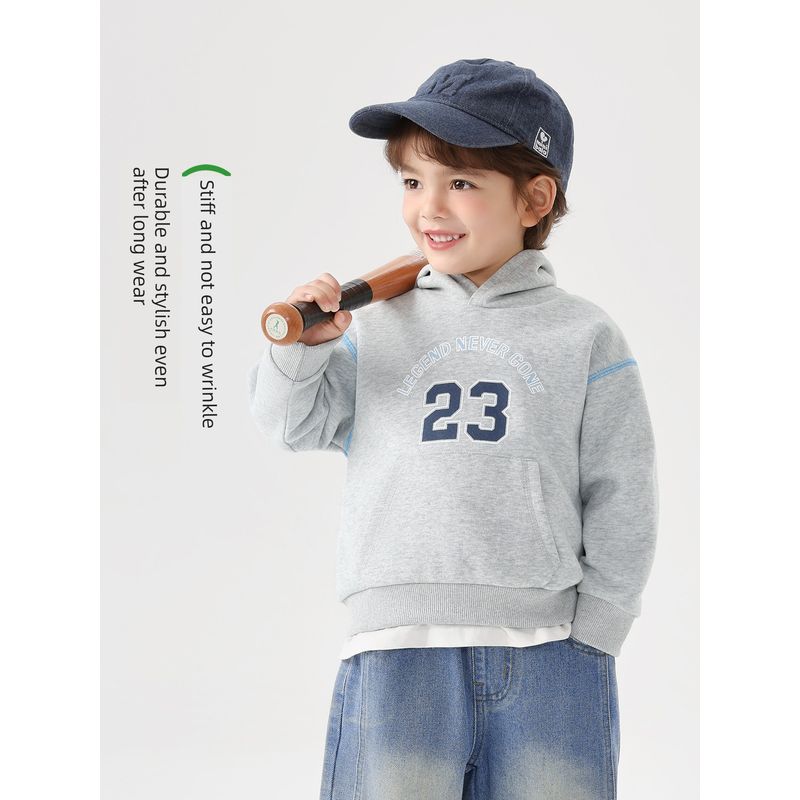 Right European Style Boys' Sweatshirt, Children's Casual Versatile Hooded Top, 2026 New Children's Clothing, Baby Spring and Autumn Clothes