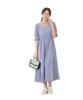 BODY Chiffon Crepe Gathered Dress [PROPOTION DRESSING] [Blue/M]