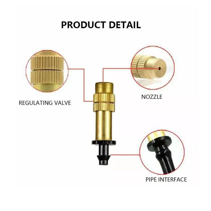 5pcs Adjustable Copper Misting Nozzle Garden Patio Water Mister Garden Lawn Water Sprinkler with Connect the 4/7mm hose