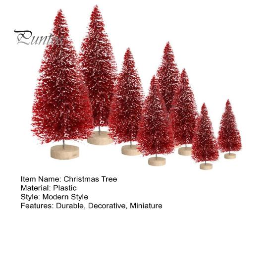 8Pcs Christmas Tree Ornaments Artificial Snowy Pine Tree Figurines Miniature Xmas Tree Statues for Home Table Desk Office Decoration