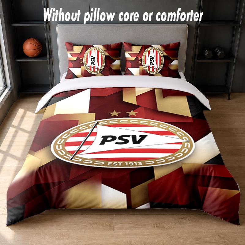 PSV Eindhoven FC Design Bed Bedding Set 1 Duvet Cover + 2 Pillowcases Soft Breathable Household Bed Linens