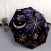 Celestial Stars Moon Round Tablecloth Space ThemeDecorative CoverUmbrella, Portable 3-Fold Compact Umbrella for Men & Women Gift