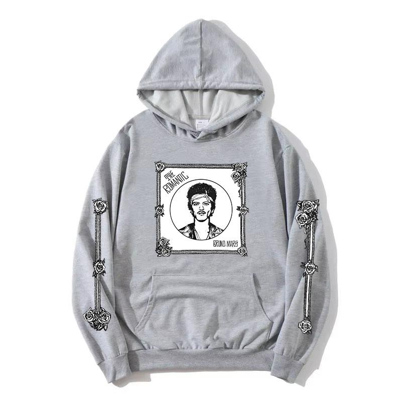 The Romantic Tour Hoodie BRUNO MARS Singer Design Sweatshirt Long Sleeve Loose Hooded Pullovers Women Men Clothing Print Merch