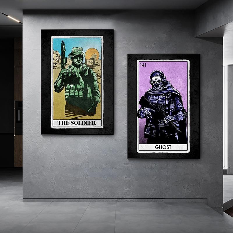 Mw ii cartel map posters canvas painting reaper Simon ghost riley map wall art book print for living room home decor