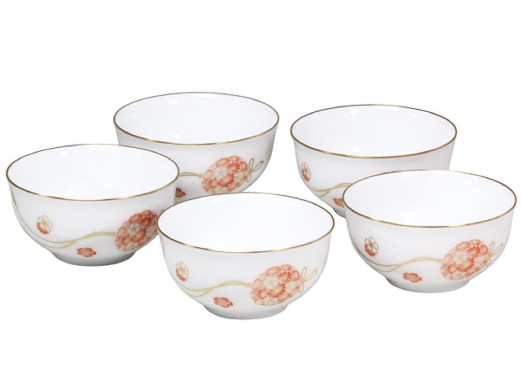 Okura Touen Hanamari Teacup Set of 5, Approx. 185cc, Made in Japan, 51CV/3221