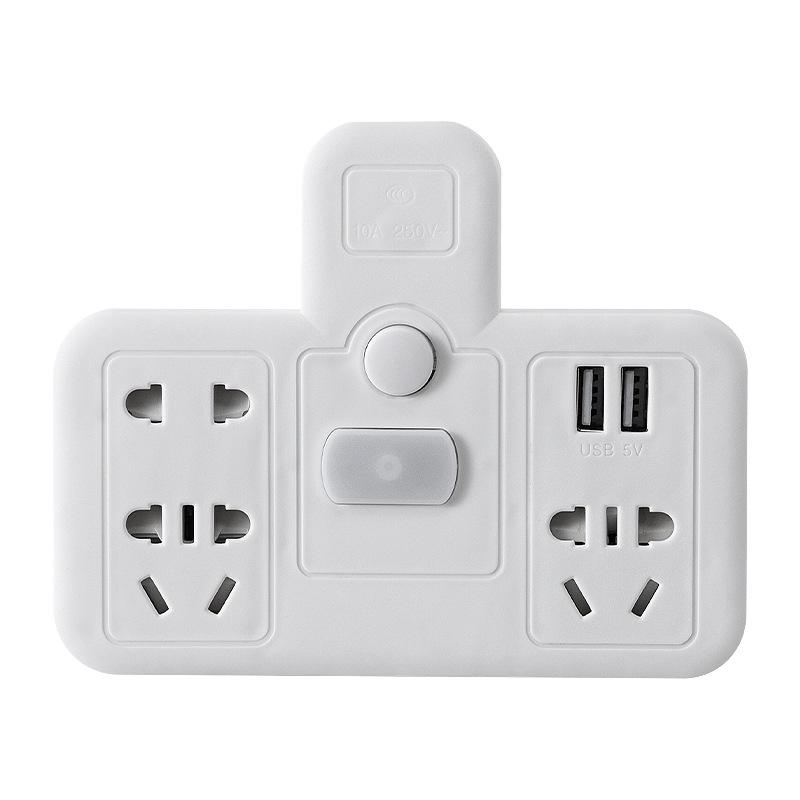 Dual To Triple Pin Plug Adapter: Home-use, Multi-functional Converter with USB Power and Night Light Socket