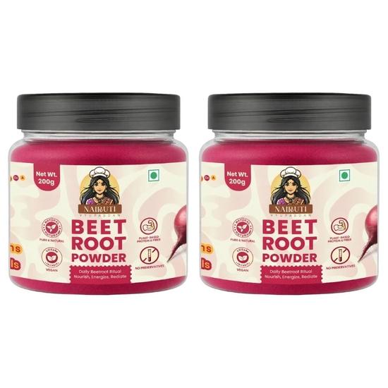 

Nairuti Vyutpadan Beetroot Powder 400g | 100% Pure Dried Beetroot | Natural Superfood for Smoothies, Juices, Cooking & Baking(200g x 2)
