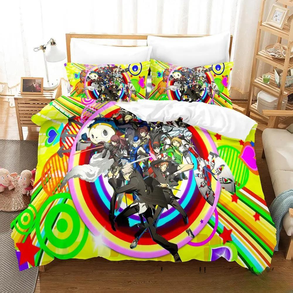 

3D Принт Аниме Игра P4 Persona 4 Постельный Комплект, Пододеяльник Набор Постельного Белья Одеяло Наволочка, Размер Кинг Квин Полутораспальный Для Мальчиков Девочек Взрослых EU Twin 135x200cm