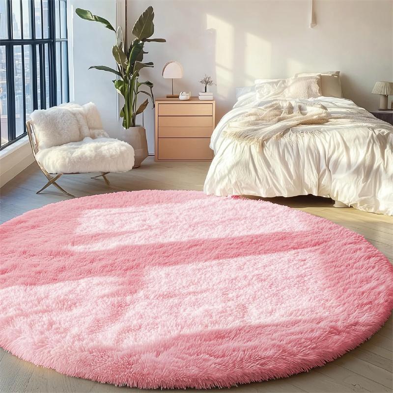 Fluffy Round Rug For Bedroomfuzzy Kids Room Carpet Shaggy Living Room Sofa Area Rug Soft Nursery Floor Mat Home Decor