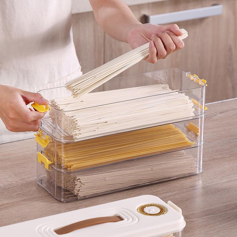 Scatola Quadrata Ermetica in Plastica per Conservare Noodles con Coperchio per Cucina e Frigo