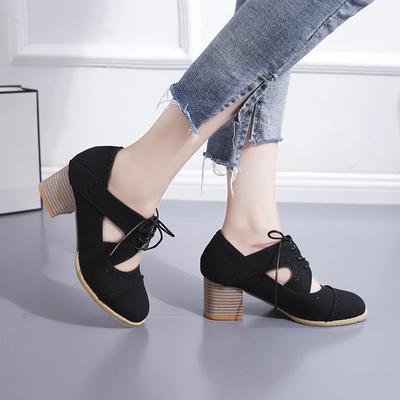 Fashion 2024 Brand Women's Shoes Lace-up Women's High Heels Fashion Hollow Out Office and Career Hot Sale Plus Size Solid Heels Women