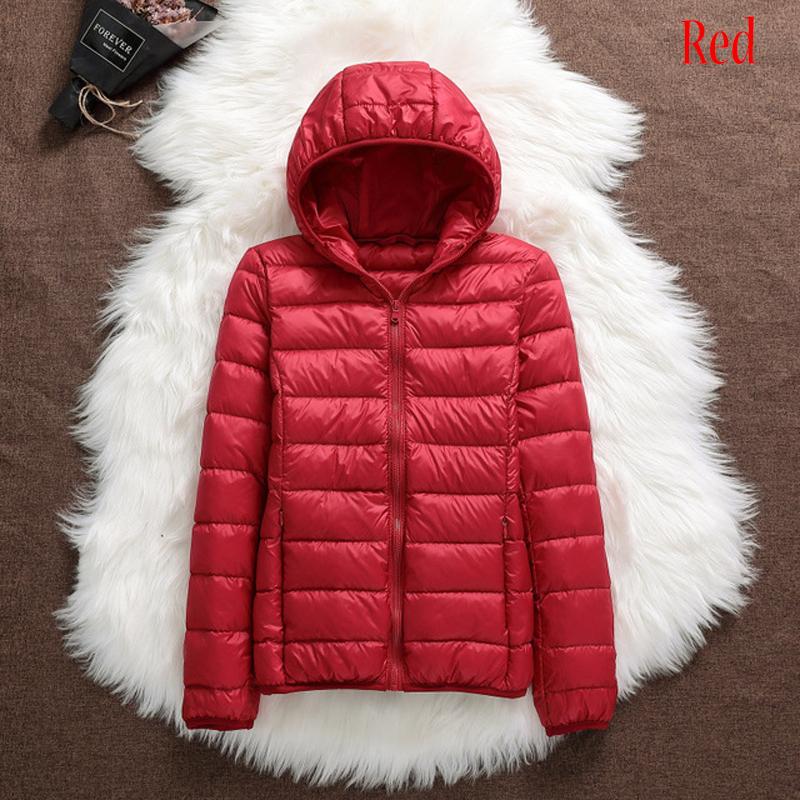 Warm Hooded Women Down Jacket Windproof Parka Coat White Duck Down Casual Autumn Winter