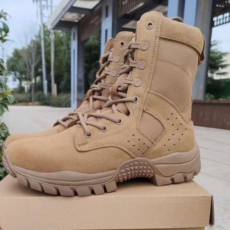 

New cowhide lightweight desert Kevlar anti-puncture hiking outdoor training mountaineering brown high-top training shoes and boots 48