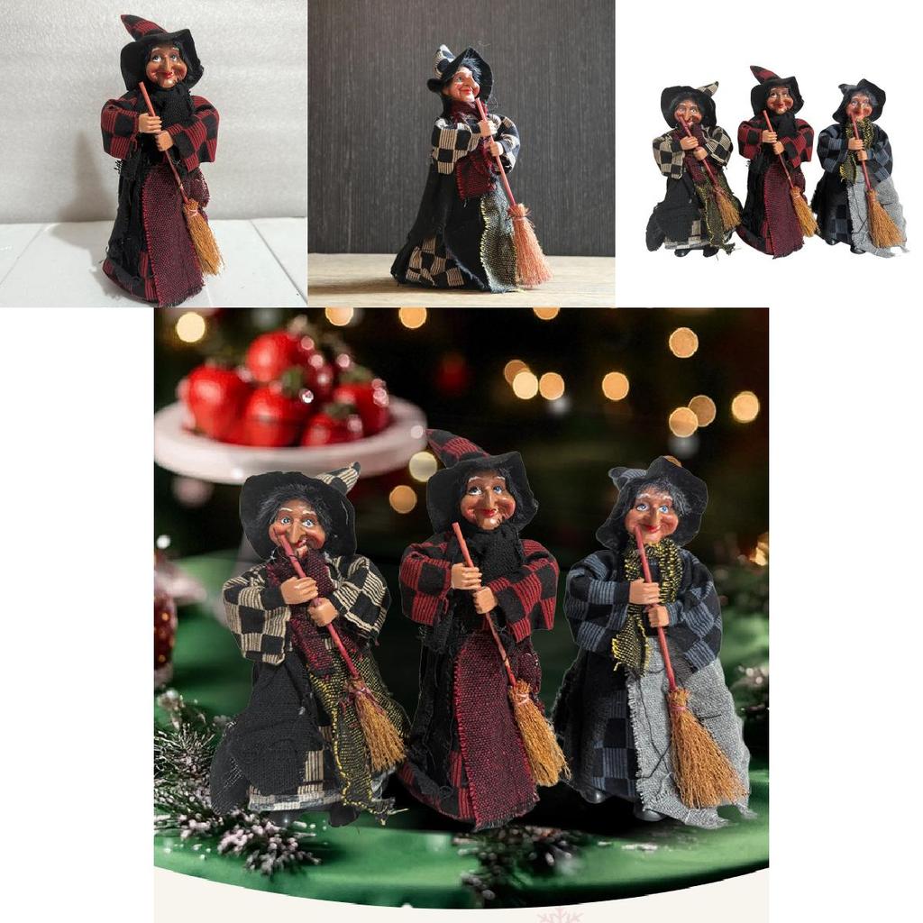 Halloween Witch Figure With Fabric Dress For Haunted Room Atmosphere Decoration