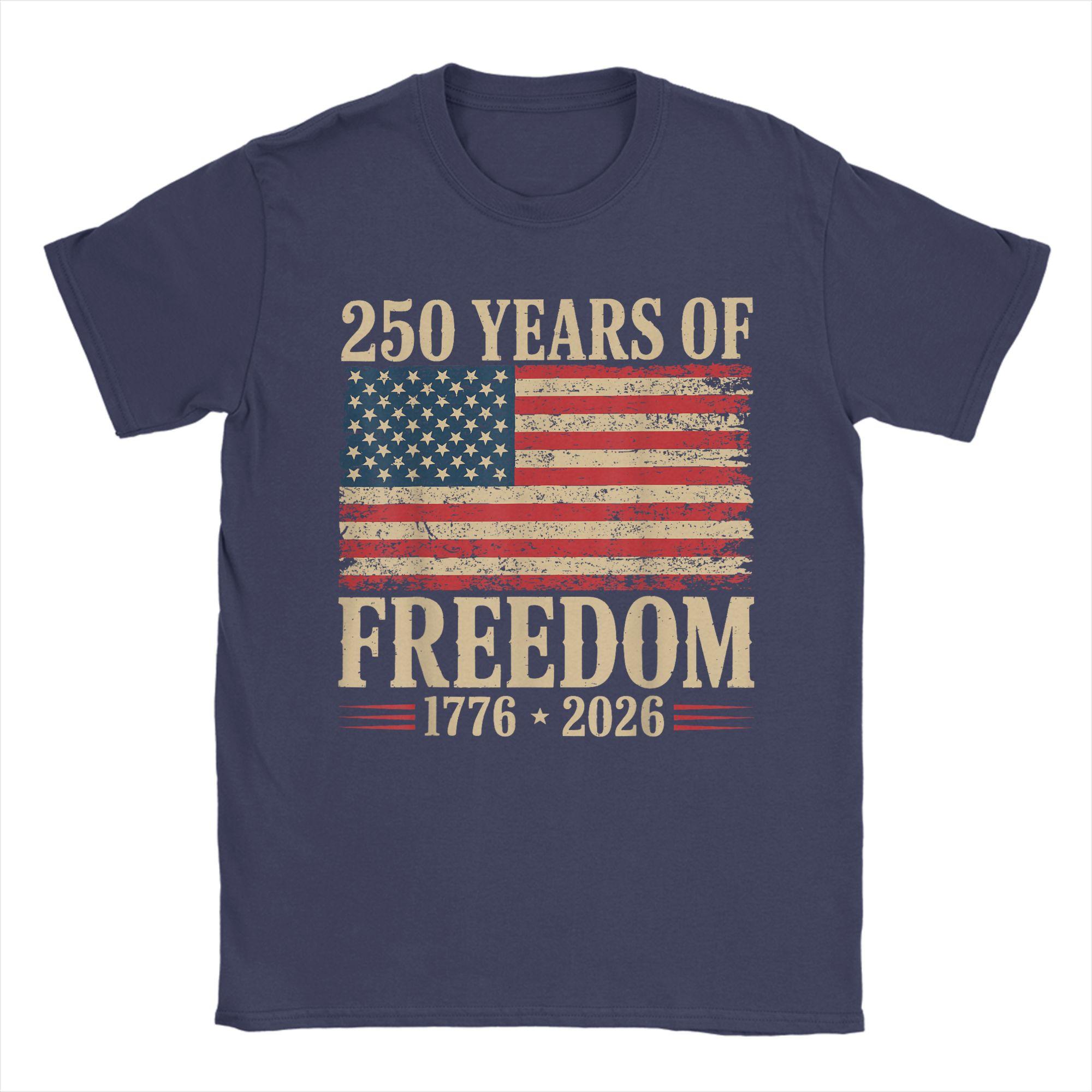 

2026 New Streetwear TShirt 250th America Anniversary Independence 250 Years Cotton TShirts Leisure Tshirt for Male Beach Tees 4XL