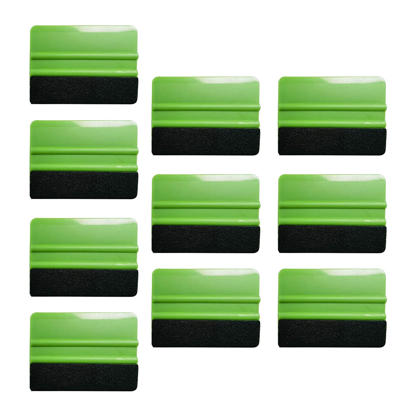 

10 шт. тканевый войлочный скребок для виниловой автомобильной пленки, инструменты для нанесения углеродной пленки, тонировка окон, чистые наклейки, скребки для наклеек зелёный