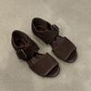 Sheepskin Version~ Retro Niche Polished Fish Mouth Flat Bottom with Sandals Women's Summer Bag and Open-toed Sandals