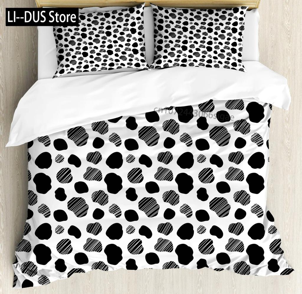 Comforter Cute Milk Cow Print Twin King Queen Microfiber Cartoon Cattle Bedding Set Farmhouse Animal Theme Comforter