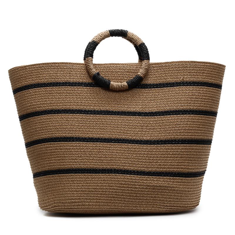 

2026 Spring/Summer New Large Capacity Straw Woven Bag Beach Vacation Beach Bag Women s Handheld Vegetable Basket Woven Bag хакі