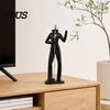 High-end Textured Decor Minimalist Black Resin Figurines, Modern Abstract Musician & Golfer Statues, Luxury Home Light Accents for Living Room