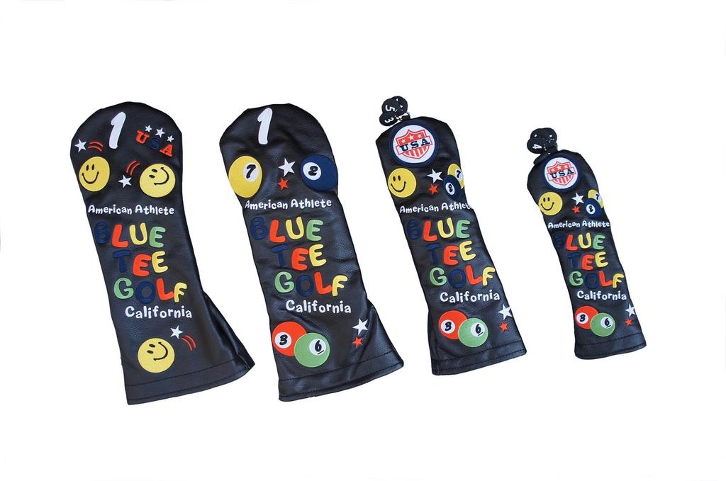 BLUE TEE GOLF California embroidery Cat Hand Head Cover for fairway [SMILE & PINBALL] High-quality finish! [Color Black] (Black, (common))