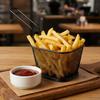 Steel Fries Basket Black 350 Ml Painted For Serving 18×10.5×6.5