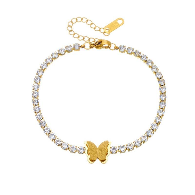 Gold Butterfly Zircon Tennis Bracelet For Women Dainty Jewelry