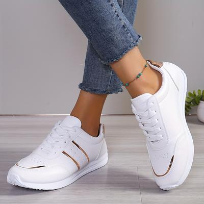 Atmungsaktive, leichte Freizeit-Sportschuhe für Damen im Four Seasons-Stil mit Schnürung – modischer und eleganter Street-College-Stil