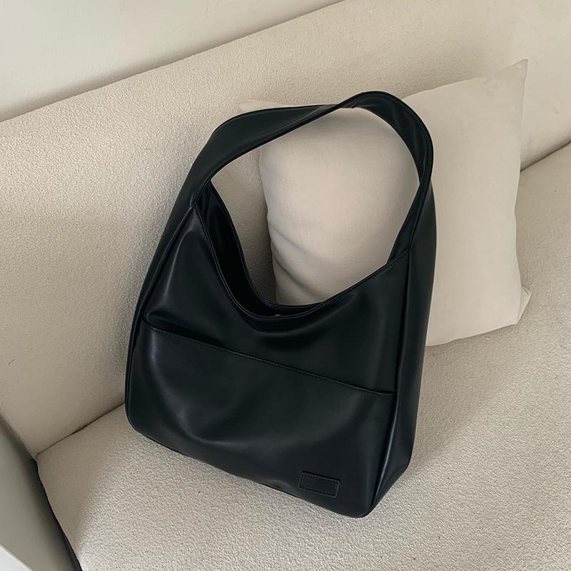

Soft PU Leather Women s Shoulder Bags Large Capacity College Girls Book Tote Handbags High Quality Female Pocket Underarm Bag чёрный
