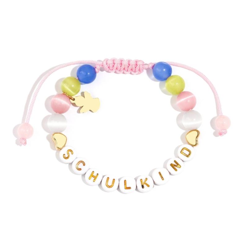 Creative Letter Bead Bracelet With/without Pendant Detail, Acrylic Design Wristlet For Teens Daily Accessories