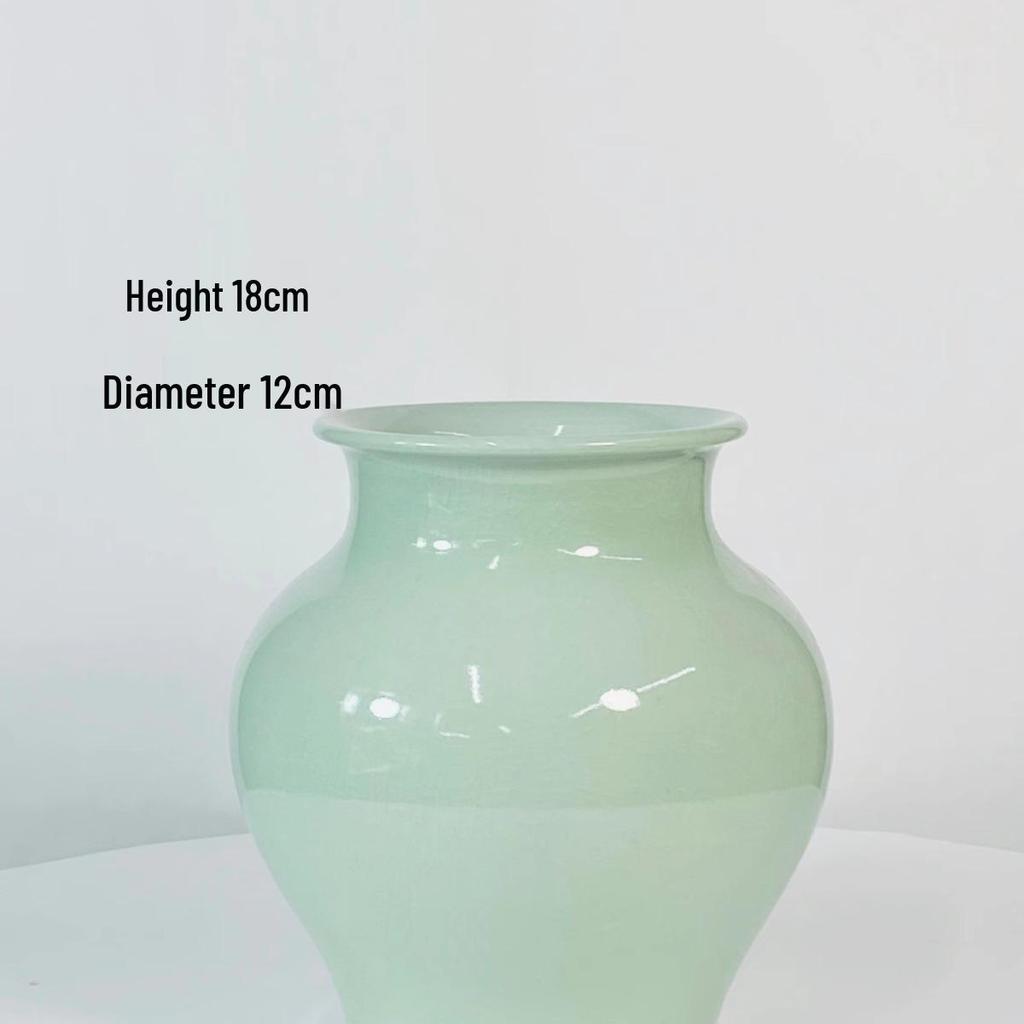 Jingdezhen Ice Crackle Ceramic Vase - Short, Wide Design for Silk Daisy Wedding Flowers