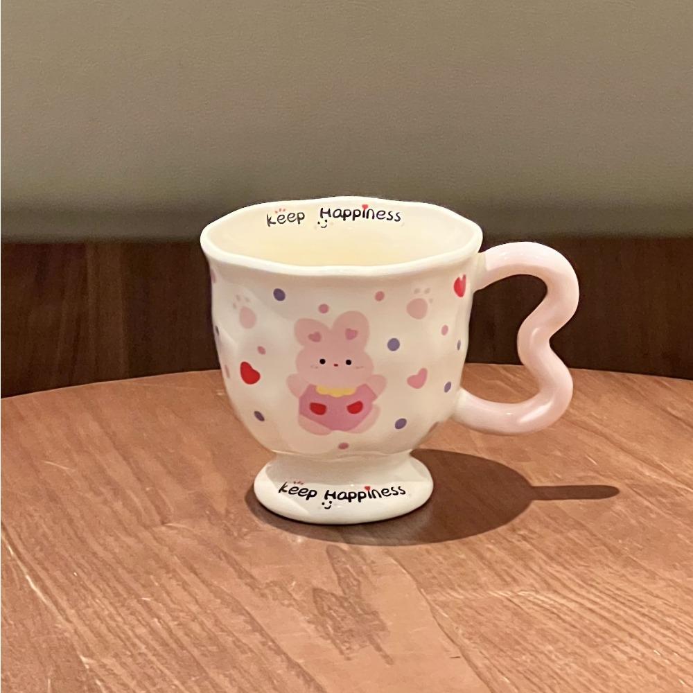 Birthday Gift Cute Polka Dot Puppy Mug Girl High Value Rabbit Ceramic Drinking Cup Girlfriend Souvenir
