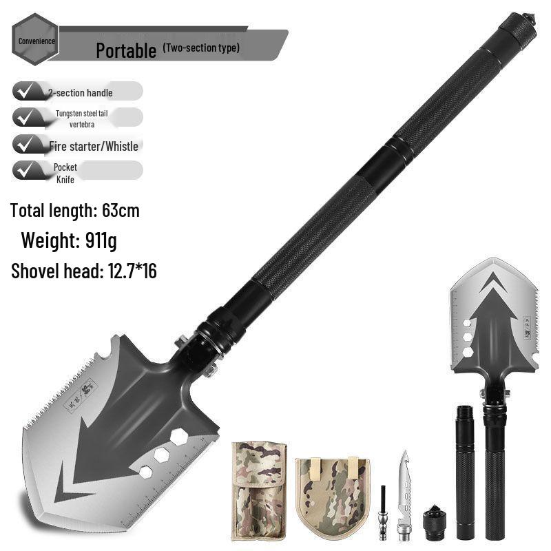 Lang Shen Multifunctional German Steel Entrenching Tool: Outdoor Self-Defense, Folding Shovel for Fishing and Military Use