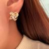 Graceful Flower Earrings for Women Trendy Korean Style Accessories with Bright Zirconia Gold Color Jewelry for Engagement