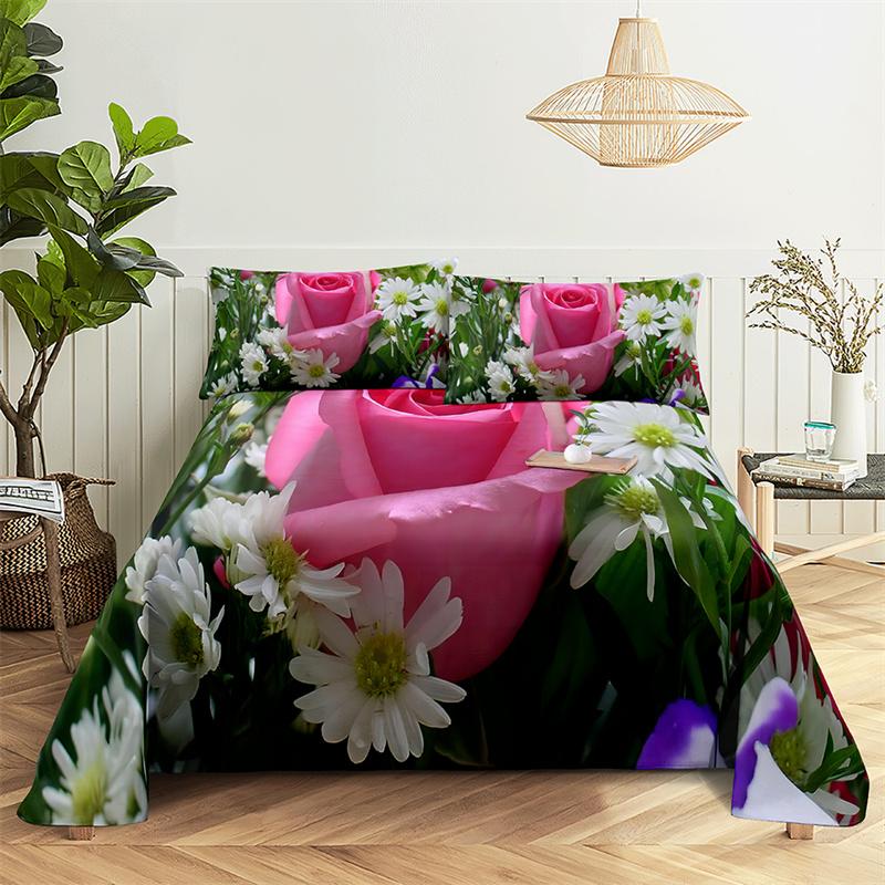 Home Bedsheets Luxury Rose Single Bedsheet Fashion Design Flowers Sheets Queen Size Bed Sheets Set Bed Sheets and Pillowcases