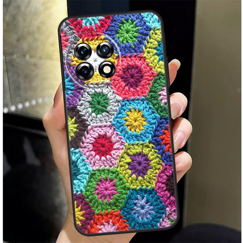 Granny Square Crochet Case For OnePlus Nord N20 N30 CE 5 3 4 Lite OnePlus 15 13 12 11 10 Pro 13R 15R 10T 13T Cover