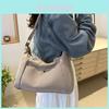 Casual Street Style Beige Canvas Shoulder Bag With Zipper Closure