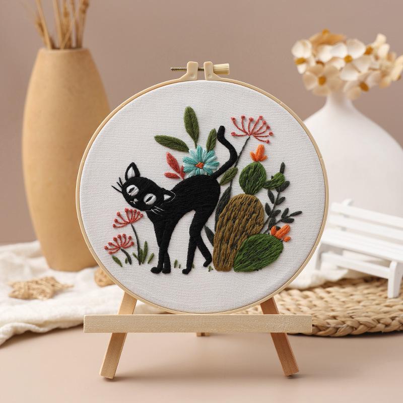New Cat Embroidery Diy Handmade Material Kit Embroidery Kits
