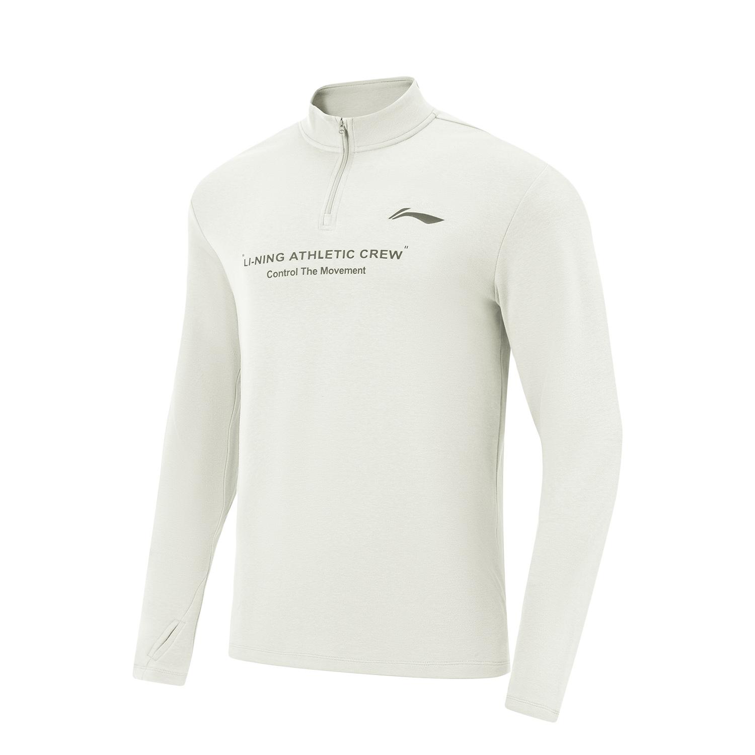 

Li-Ning Удобная Повседневная Минималистичная Футболка с Воротником-Стойкой и Принтом Букв, Дышащая Спортивная с Длинным Рукавом, Мужские Топы ATLV273-1 S