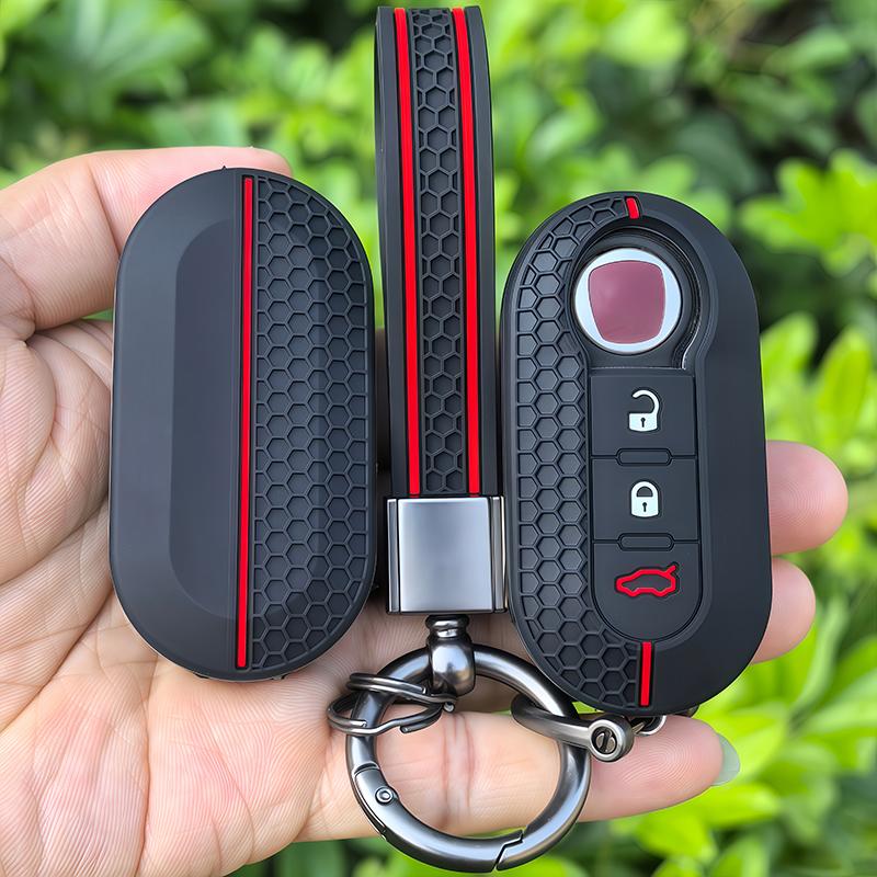 Silicone Car Flip Key Case Cover For Fiat Ducato 500 500L Panda Grande Punto Lancia Musa Auto Shell Fob Keychain Accessories