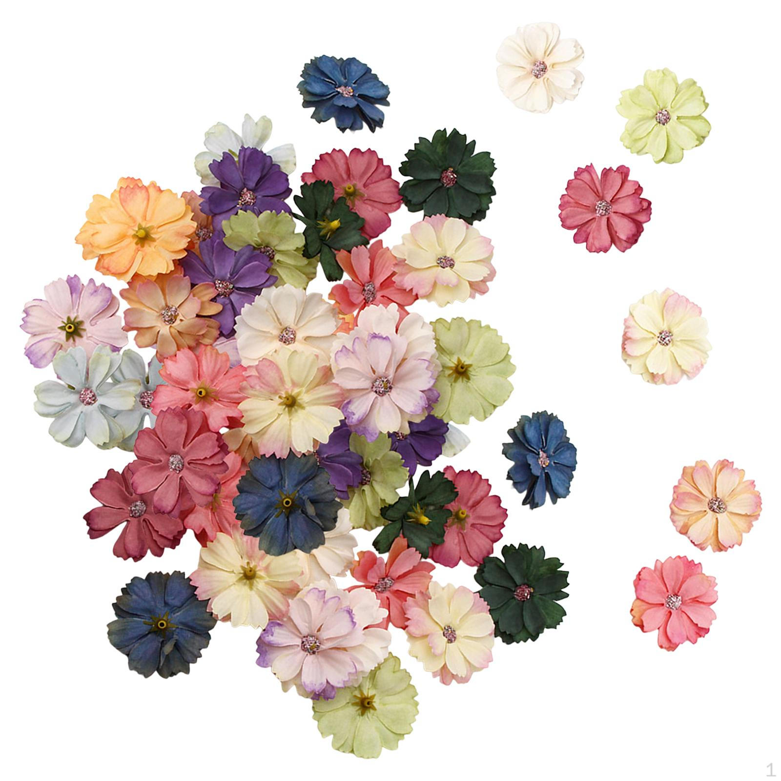 50x Mini Flowers Mixed Artificial Head Wall Decor Romantic Faux Flower Heads for Marriage