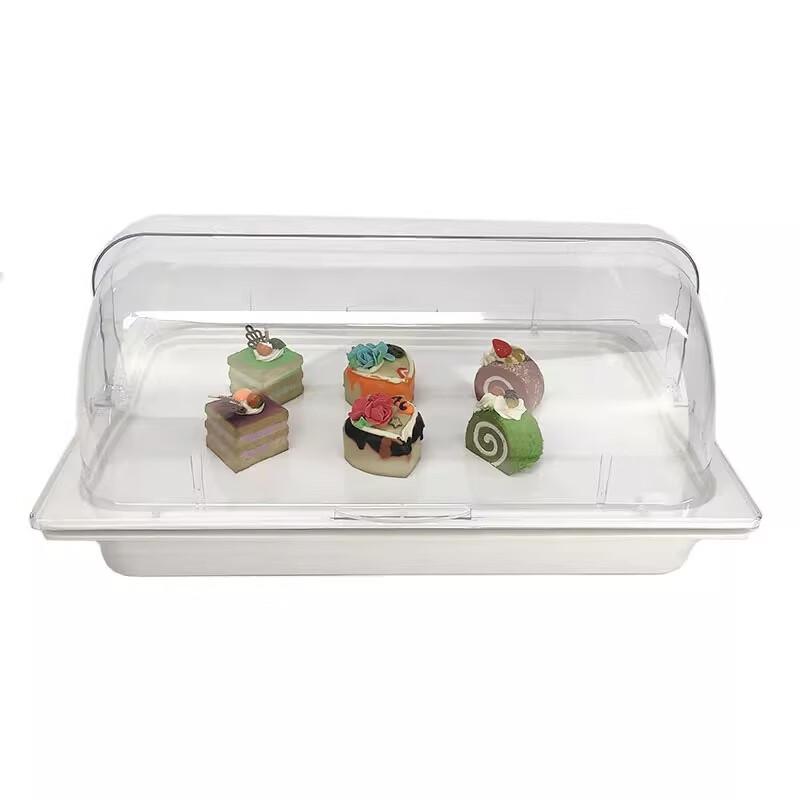 Clear Plastic Bread & Cake Display Tray with Insulated Dust Cover