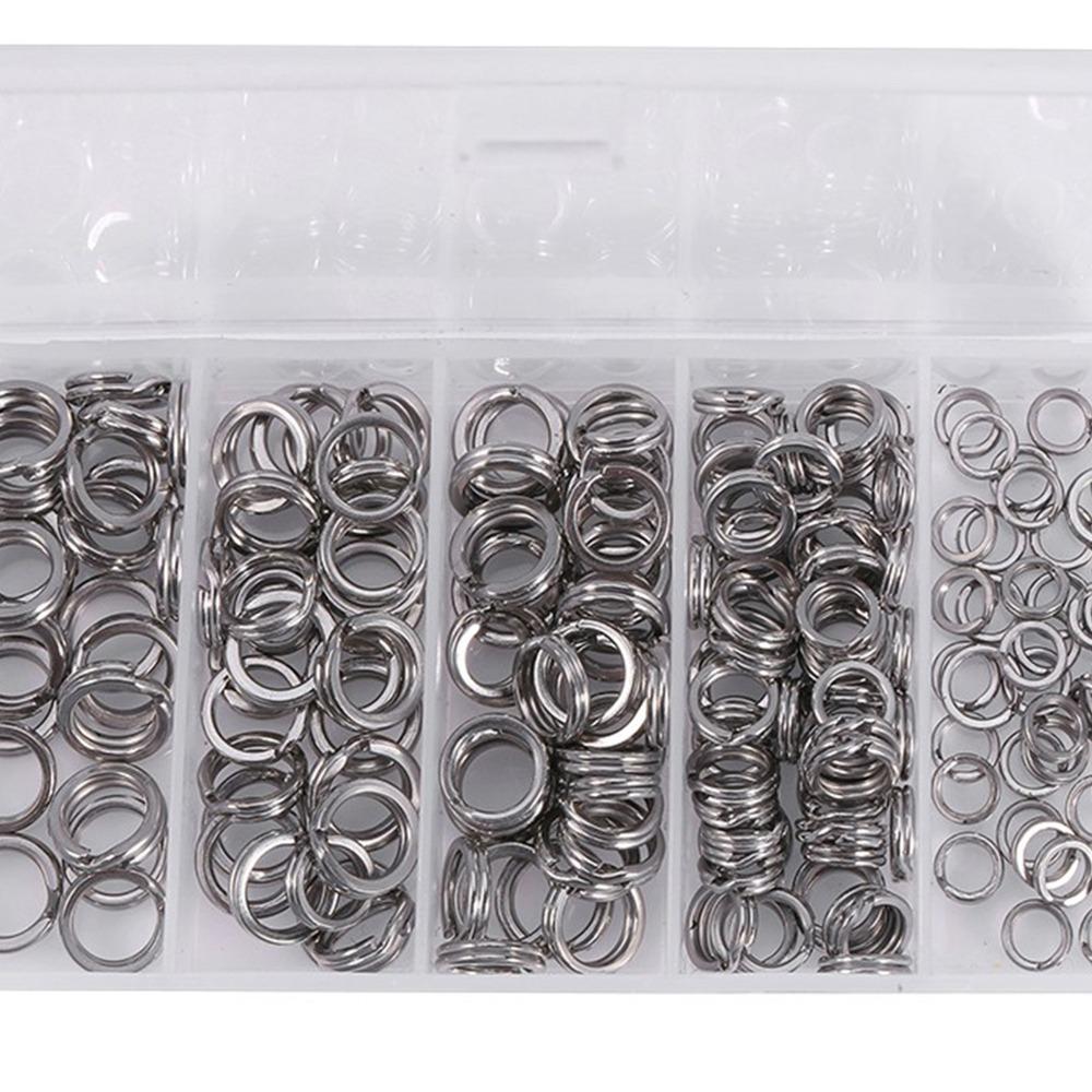 Durable Stainless Steel Fishing Split Rings 5 Size Double Flat Wire Fishing Tackle Ring Heavy Duty Split Rings Fishing Lures