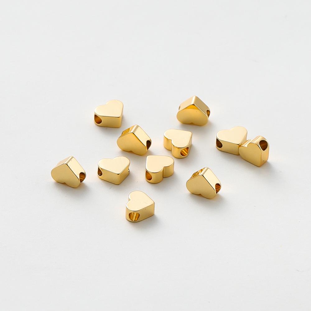 20PCS 14K 18K Gold Plated Brass Round Square Cross Flowers Beads Spacer Beads Jewelry Making Supplies DIY Necklaces Findings
