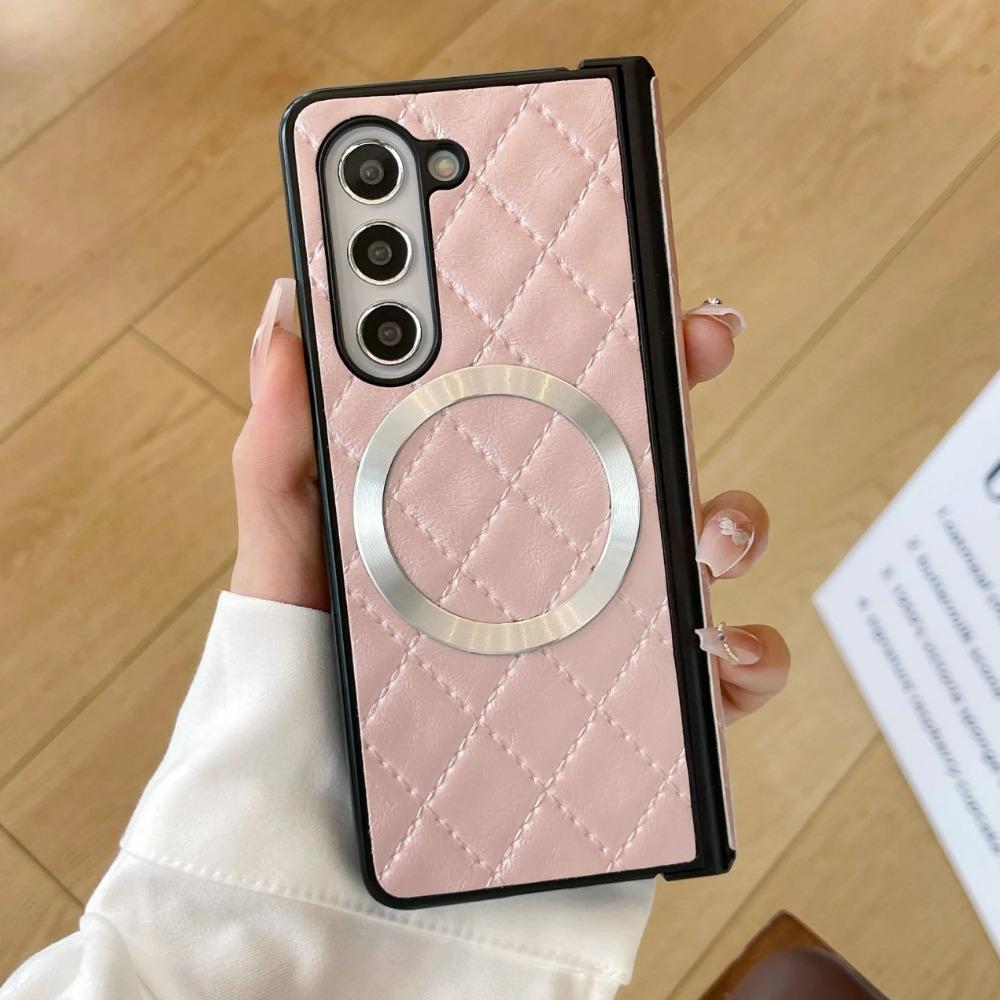 Luxury Business Sle Retro Soft Leather Hinge Phone Case for Samsung Z Fold 7 6 5 4 3 Magnetic Shockproof Protective Back Cover