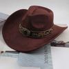 Western Cowboy Style Tibetan Bull Head Accessories Fashion Top Hat Autumn/Winter New Collection Deer Skin Velvet Large Edge Riding Hat