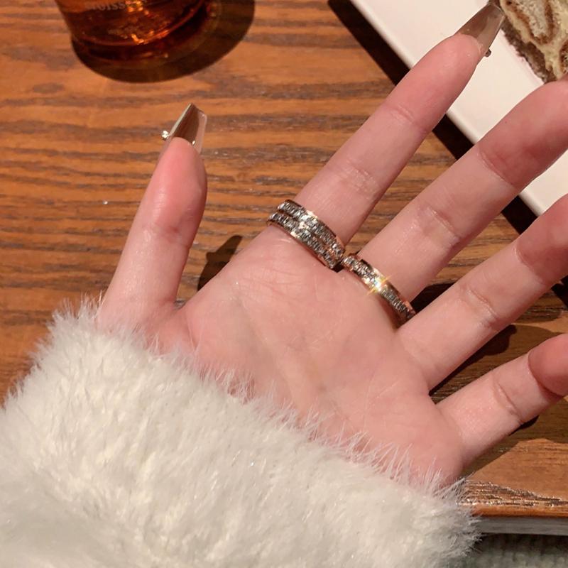 Gypsophila Titanium Steel Finger Rings Niche Design With Full Diamond Rings Gift For Couples Friends