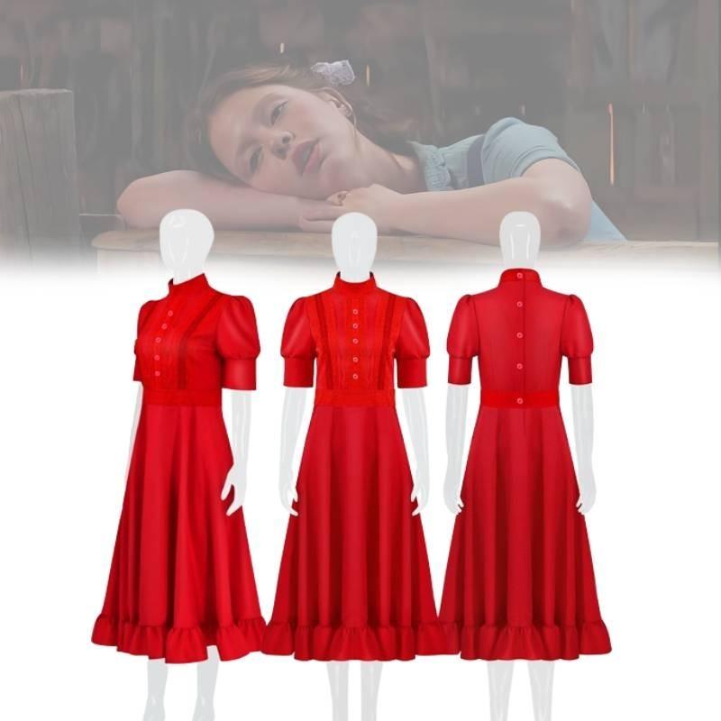 Stunning Pearl Red Dress Costume For Horror Movie Fans Perfect For Halloween Cosplay Events
